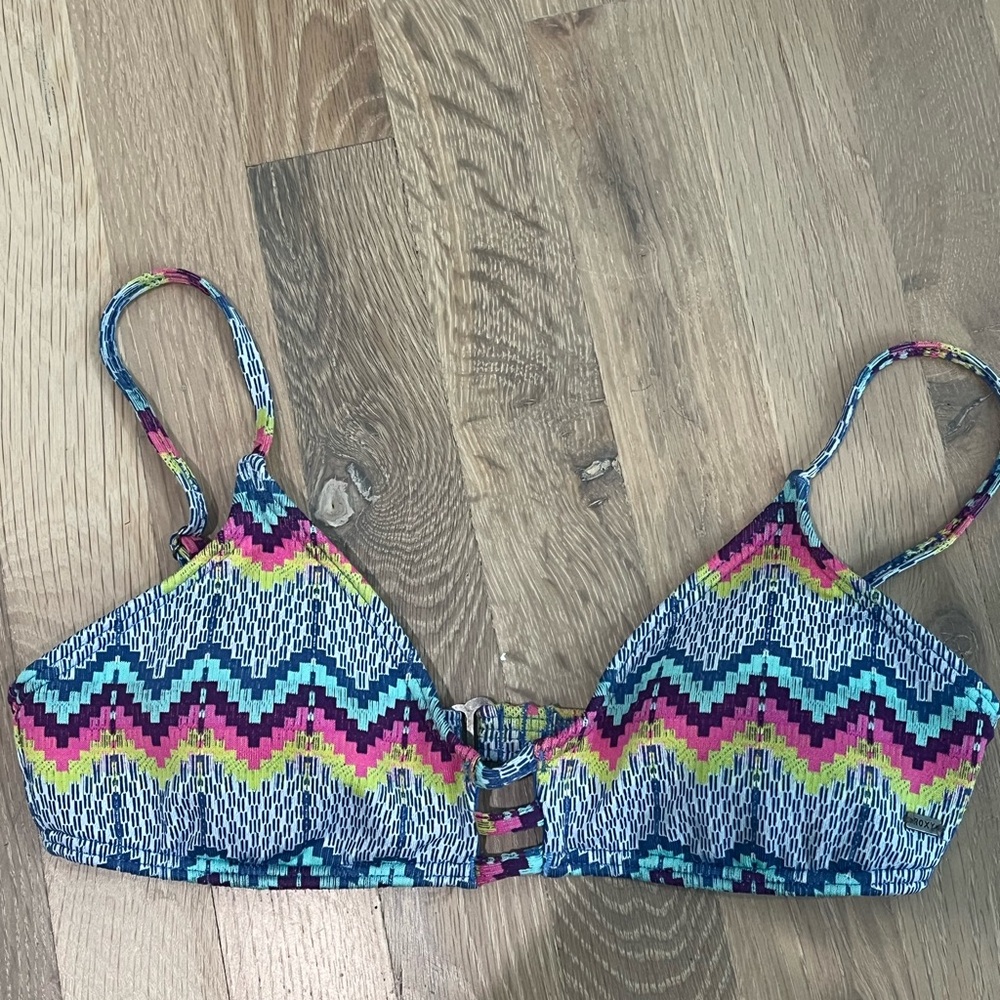 Roxy Blue and Multicolor Bikini Top